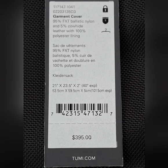 Tumi Garment Cover - Picture 4 of 16